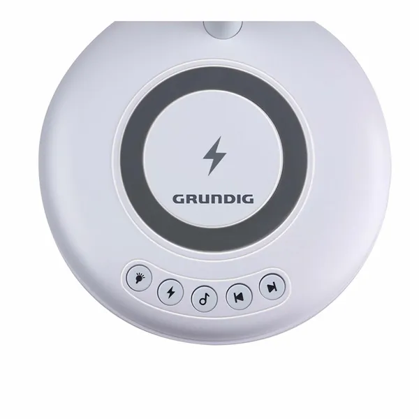 LED lamp with Speaker and Wireless Charger Grundig White 15 W 76 Lm Ø 12 x 34 cm Plastic 3-in-1