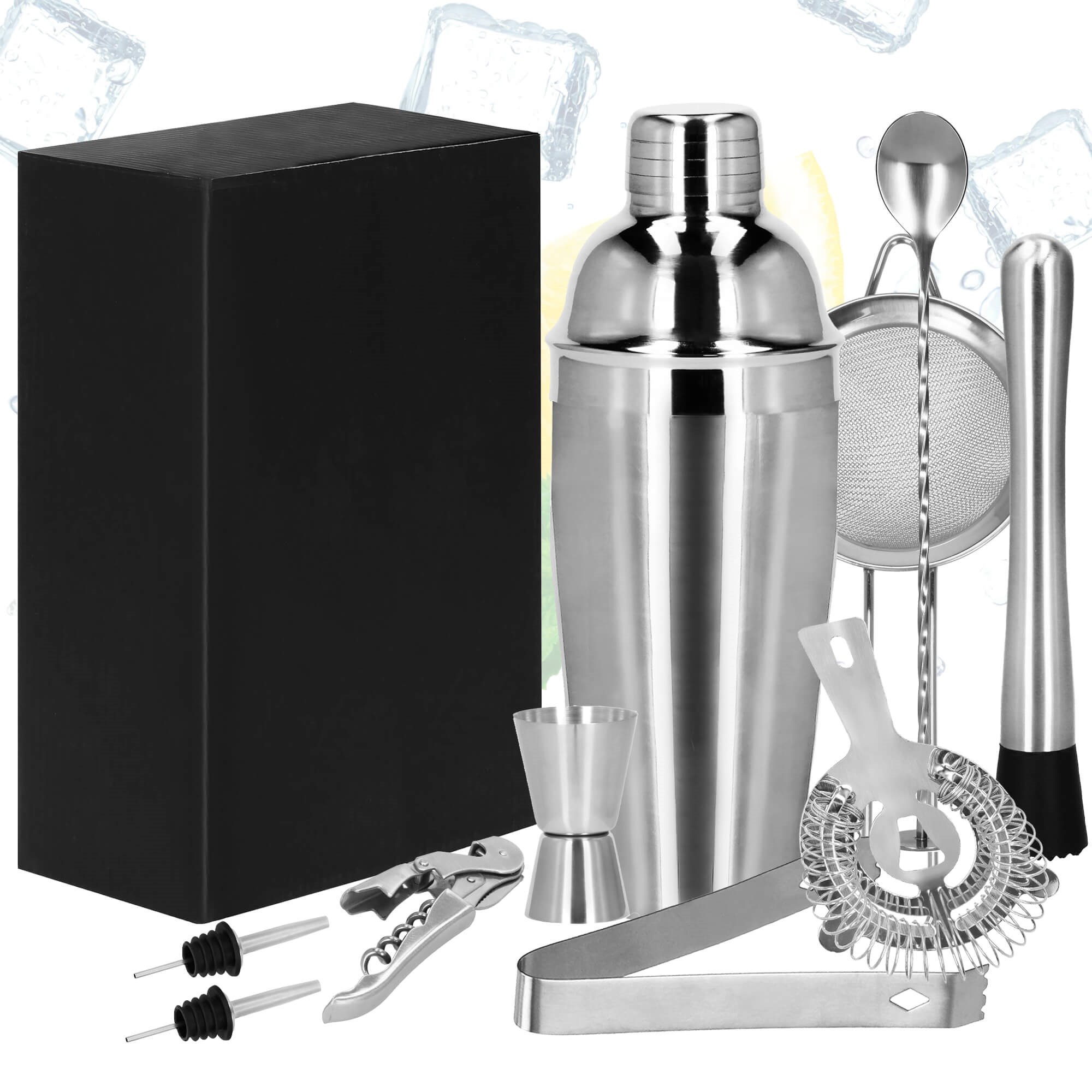Bartender Set Shaker Stand Springos KI0010 11 pcs. Silver