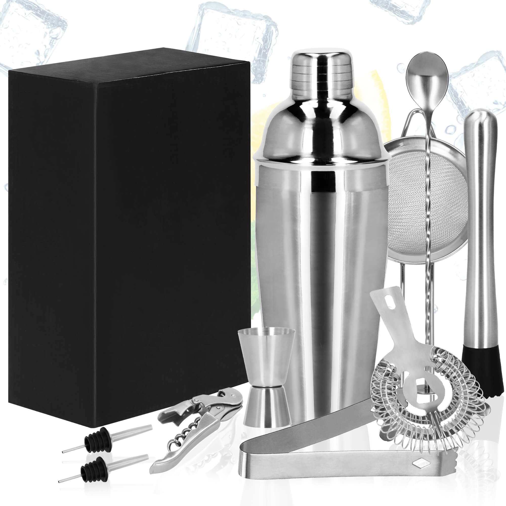 Bartender Set Shaker Stand Springos KI0010 11 pcs. Silver