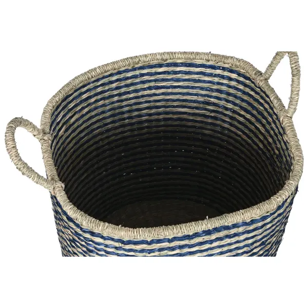 Basket set Home ESPRIT Blue Natural Jute Seagrass Mediterranean 43 x 43 x 54 cm (3 Pieces)