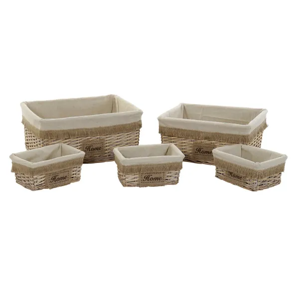 Basket set Home ESPRIT Brown Natural 48 x 40 x 22 cm (5 Pieces)