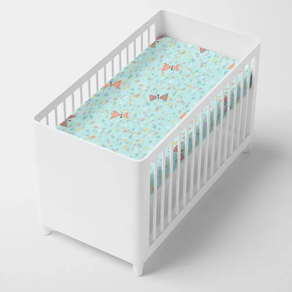 Fitted sheet HappyFriday MOSHI MOSHI Blue Multicolour 70 x 140 x 14 cm