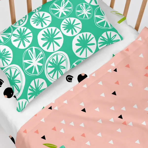 Fitted sheet HappyFriday MOSHI MOSHI White Multicolour 70 x 140 x 14 cm Panda bear