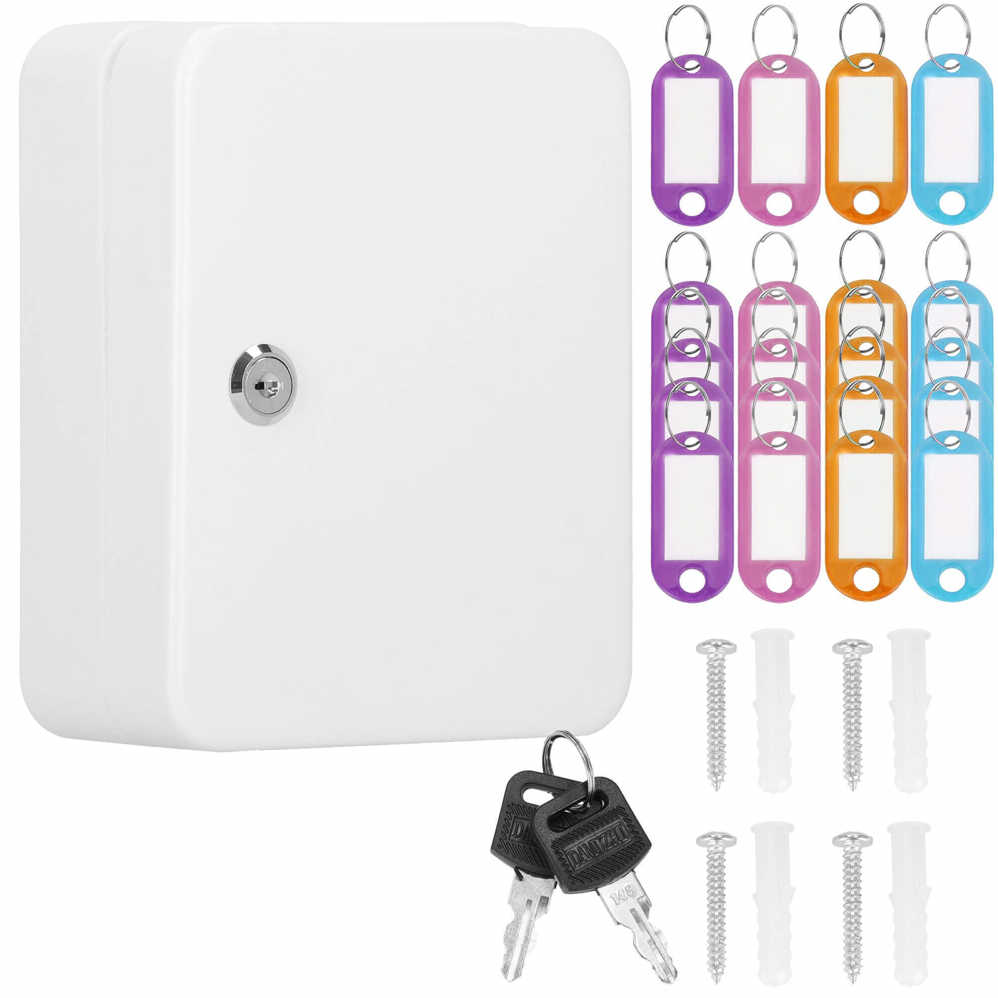 Key box with tags, metal safe Springos HA5028, white case