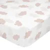 Fitted sheet HappyFriday BASIC KIDS White Pink 70 x 140 x 14 cm Clouds