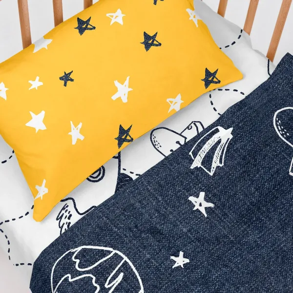 Fitted sheet HappyFriday MR FOX White 70 x 140 x 14 cm Rocket