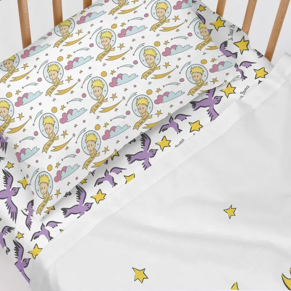 Fitted sheet HappyFriday LE PETIT PRINCE Multicolour 60 x 120 x 14 cm Birds