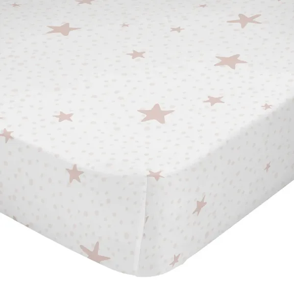 Fitted sheet HappyFriday BASIC KIDS White Pink 60 x 120 x 14 cm Stars