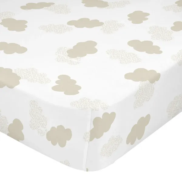 Fitted sheet HappyFriday BASIC KIDS Beige 60 x 120 x 14 cm Clouds