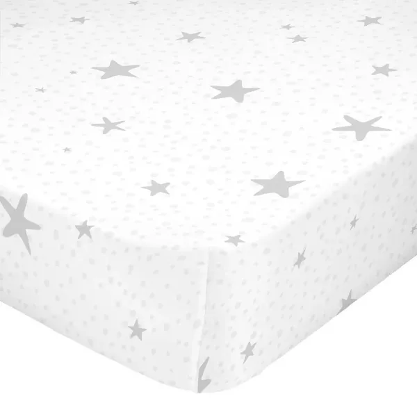 Fitted sheet HappyFriday BASIC KIDS White Grey 60 x 120 x 14 cm Stars