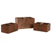 Storage boxes Home ESPRIT Brown Fir wood 35 x 25 x 20 cm 3 Pieces