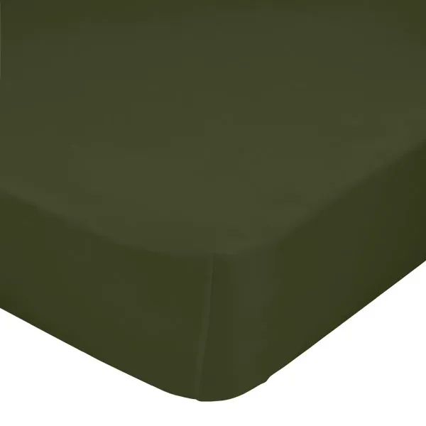 Fitted sheet HappyFriday BASIC Dark green 180 x 200 x 32 cm