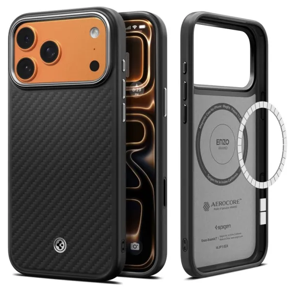 Spigen Enzo Aramid T Mag MagSafe - Case for iPhone 17 Pro (Black/Silver)