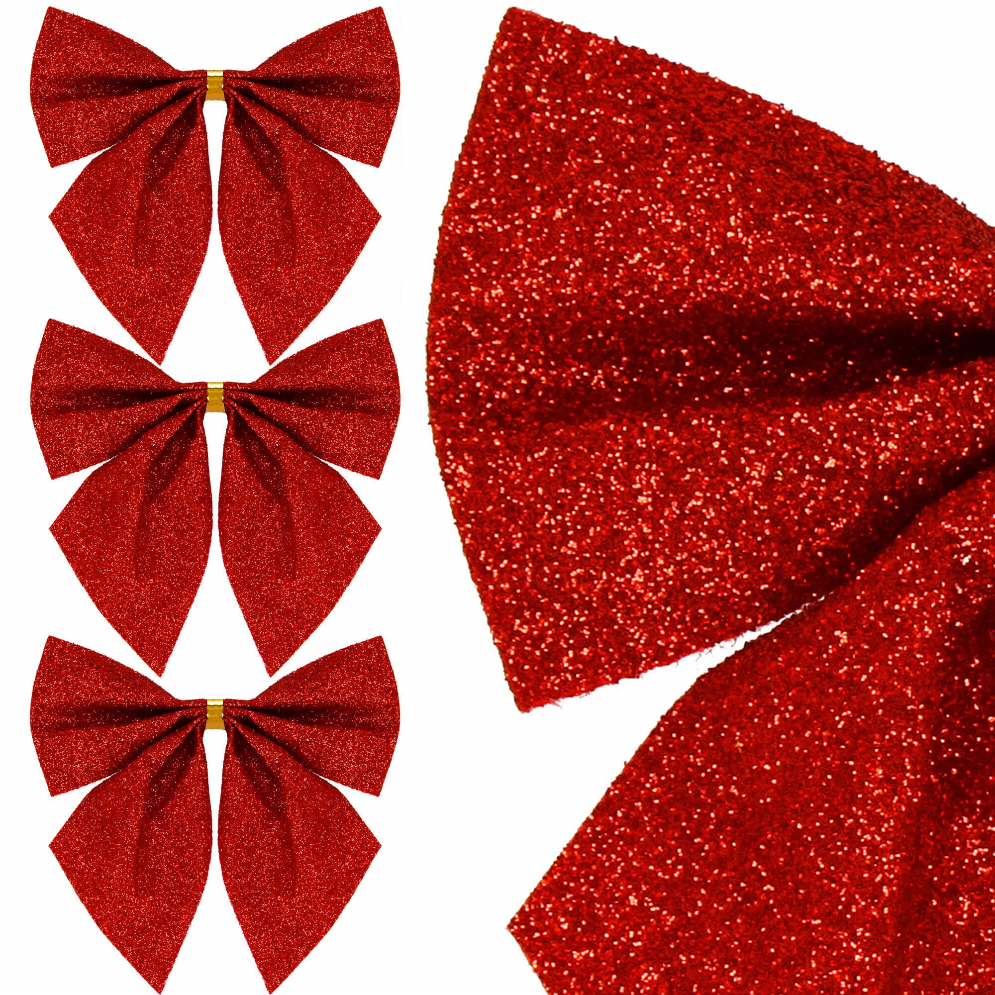 Christmas Bow Springos CA1292, 3 pcs, Glittery Red Ornament