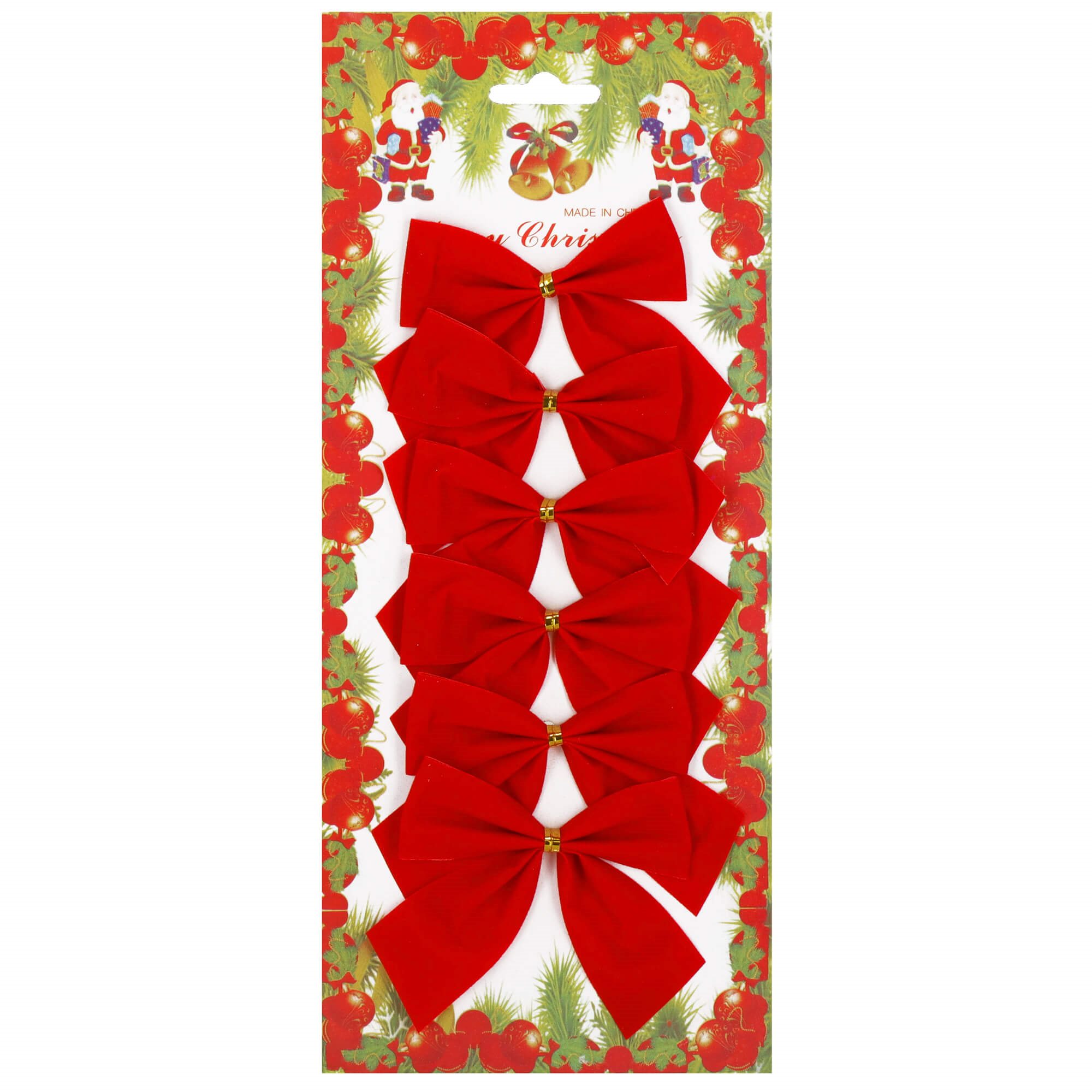 Christmas bows Springos CA1310, 9.5 x 7.5 cm, 6 pcs.