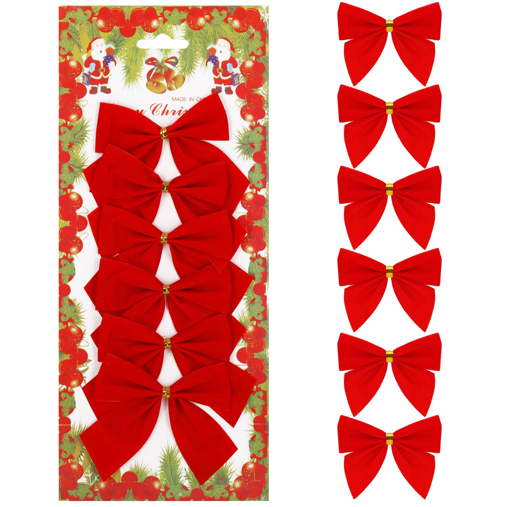 Christmas bows Springos CA1310, 9.5 x 7.5 cm, 6 pcs.