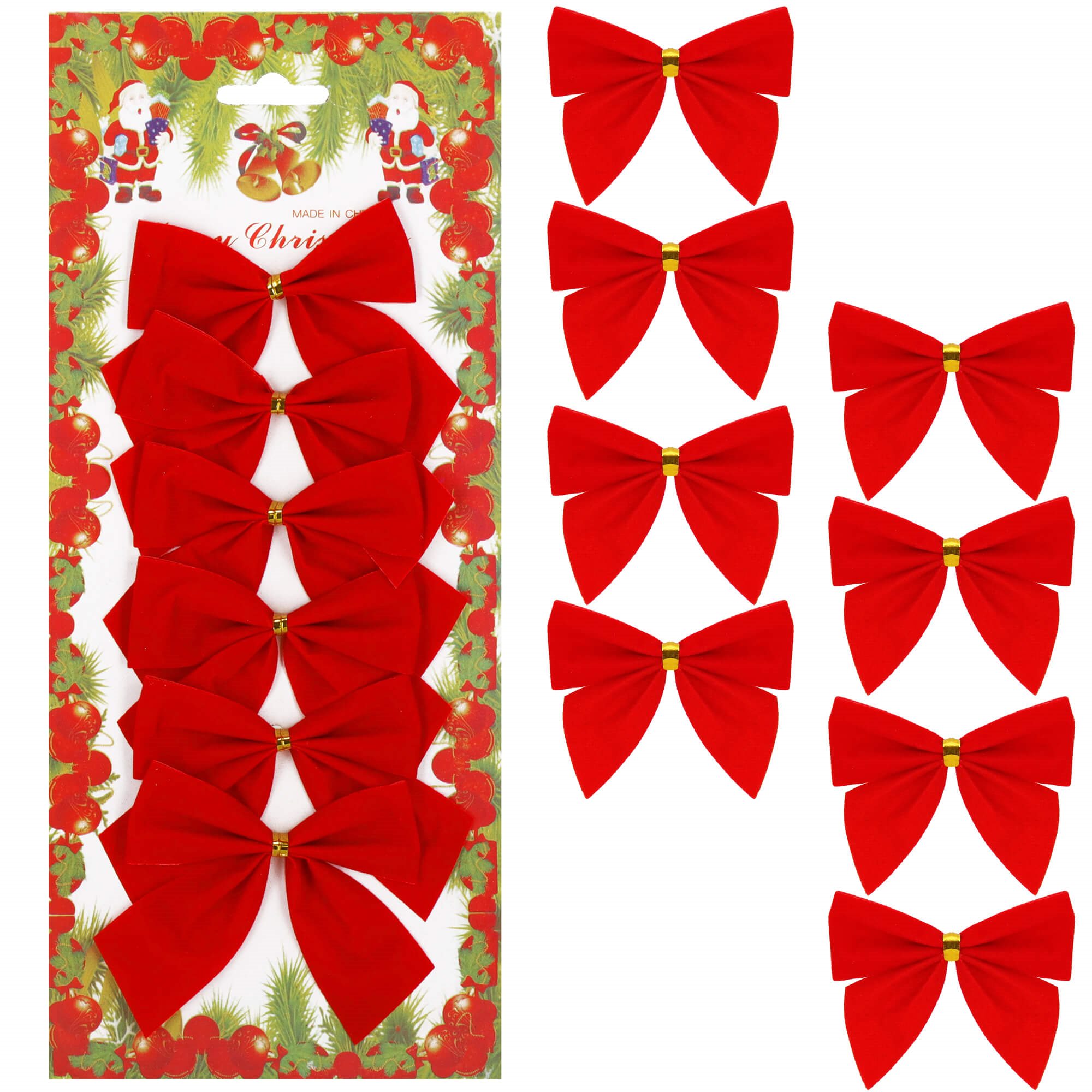 Christmas bows Springos CA1310, 9.5 x 7.5 cm, 6 pcs.