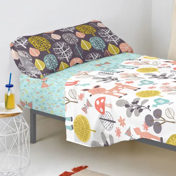 Fitted sheet HappyFriday MOSHI MOSHI Multicolour 105 x 200 x 32 cm