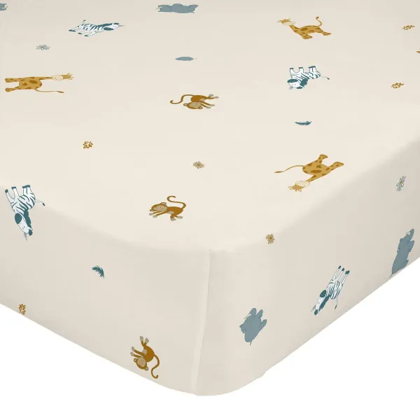 Fitted sheet HappyFriday Animals Multicolour 105 x 200 x 32 cm