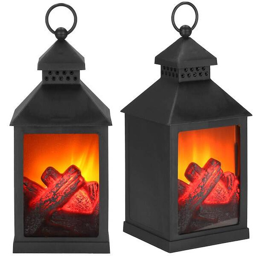 Hanging LED lantern with flame effect, Springos CL0862 decorative lamp 10.5×10.5×22.5 cm