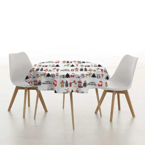 Tablecloth Belum Noel White Multicolour Ø 180 cm