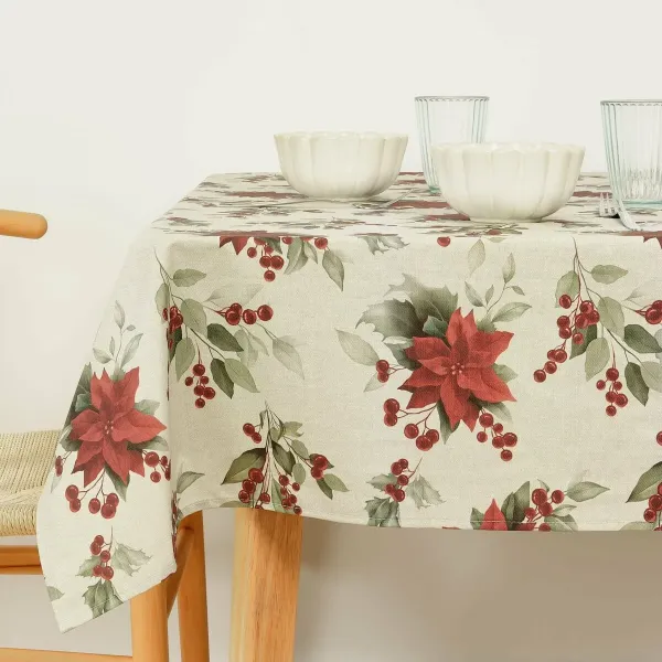 Stain-proof resined tablecloth Belum Christmas Red Green Linen 250 x 150 cm