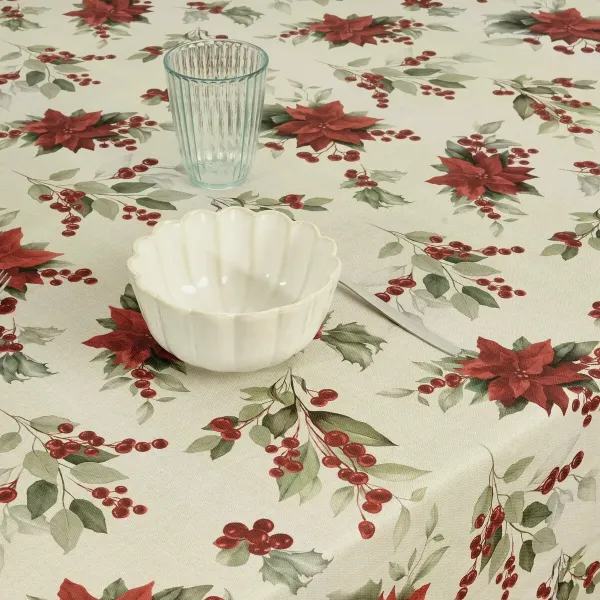 Stain-proof resined tablecloth Belum Christmas Red Green Linen 250 x 150 cm