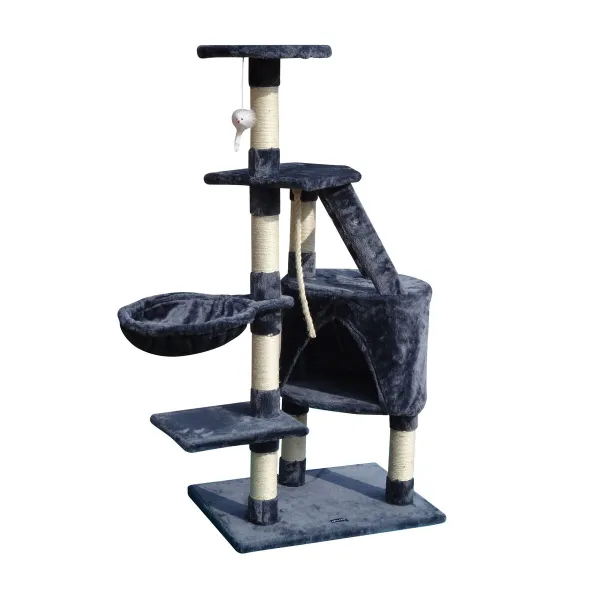 Kačių draskymo bokštas Gloria Sinu Pilka Poliesteris Medžio Popierius Plastmasinis Sizalis 7,5 cm 55 x 40 x 120 cm