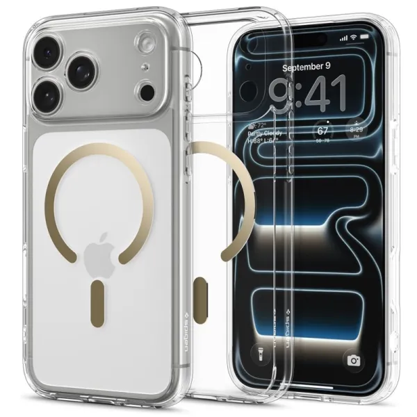 Spigen Ultra Hybrid Mag MagSafe - Case for iPhone 17 Pro (Clear/Gold)
