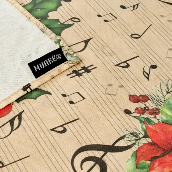 Stain-proof resined tablecloth Belum Christmas Sheet Music Black Red Green Linen 300 x 150 cm