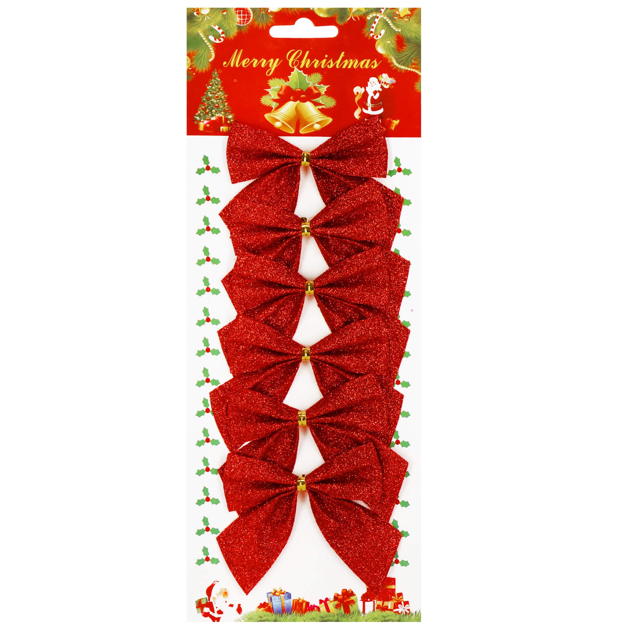 Christmas bows Springos CA1307, 8 x 8 cm, 6 pcs.