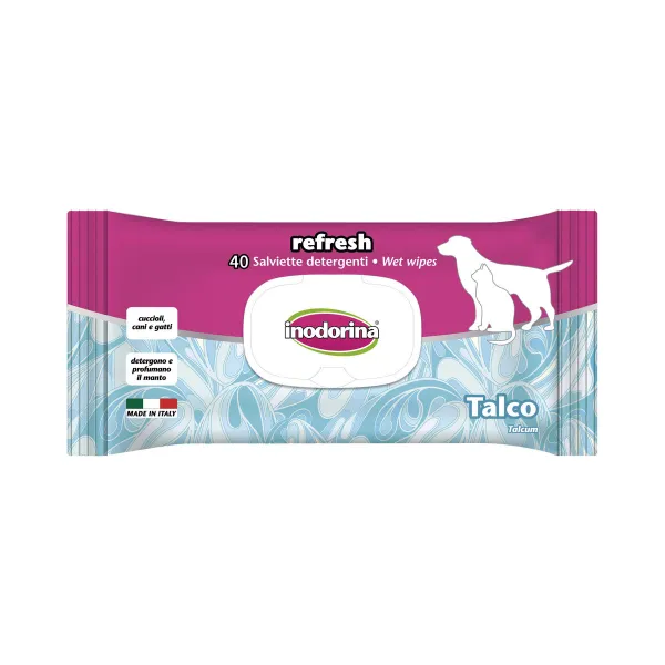 Šlapios servetėlės augintiniams Inodorina Talko milteliai 12 g