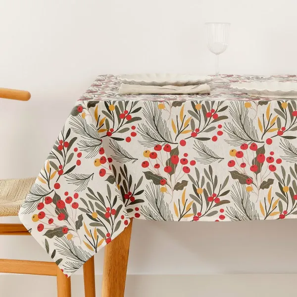 Stain-proof resined tablecloth Belum Merry Christmas Multicolour 200 x 150 cm