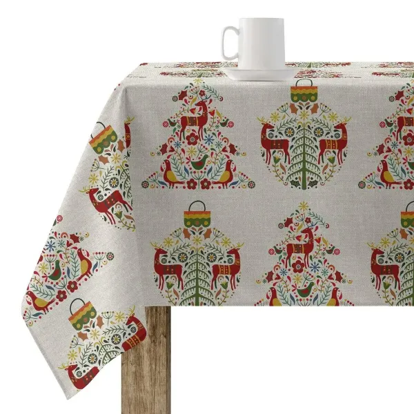 Stain-proof resined tablecloth Belum Merry Christmas Multicolour 150 x 150 cm