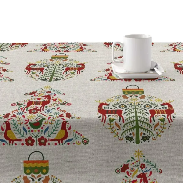 Stain-proof resined tablecloth Belum Merry Christmas Multicolour 150 x 150 cm