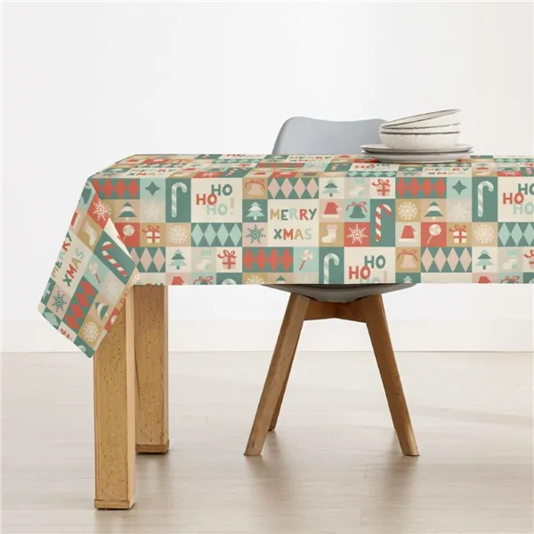 Stain-proof resined tablecloth Belum Merry Christmas Multicolour 150 x 150 cm