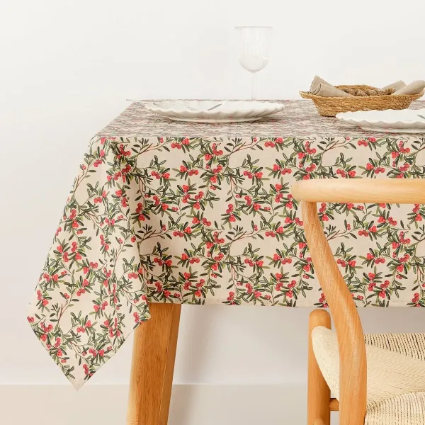 Stain-proof resined tablecloth Belum Mistletoe Multicolour 150 x 150 cm