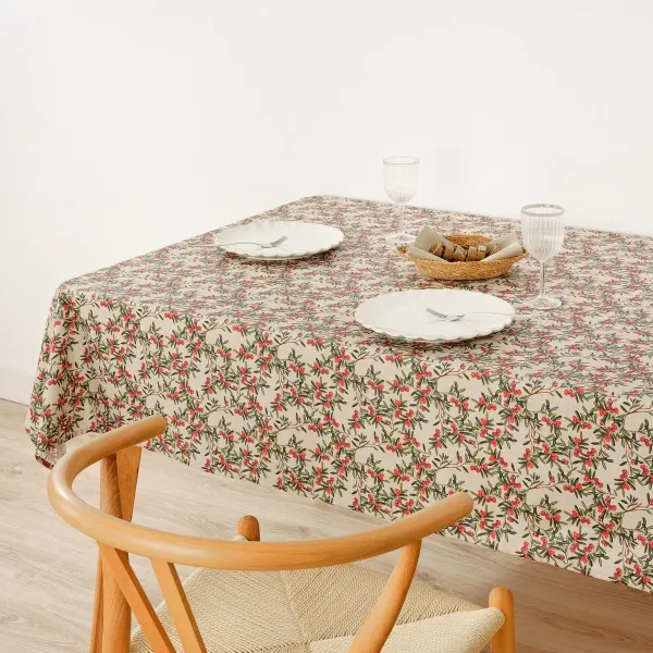 Stain-proof resined tablecloth Belum Mistletoe Multicolour 150 x 150 cm