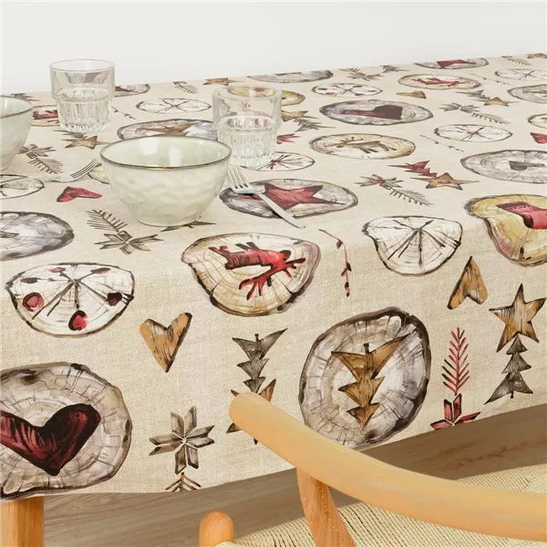 Stain-proof resined tablecloth Belum Wooden Christmas Multicolour 250 x 150 cm