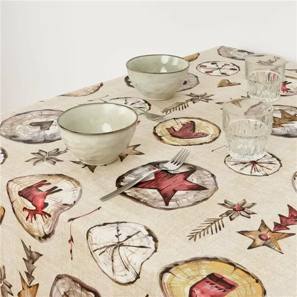 Stain-proof resined tablecloth Belum Wooden Christmas Multicolour 200 x 150 cm