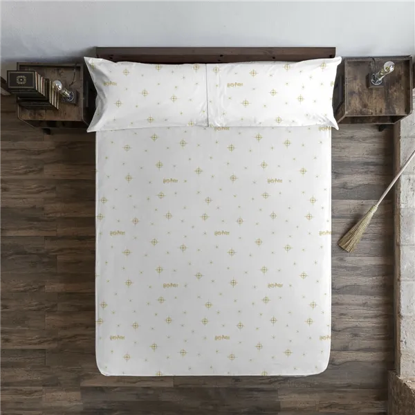 Fitted bottom sheet Harry Potter White Golden 90 x 200 cm