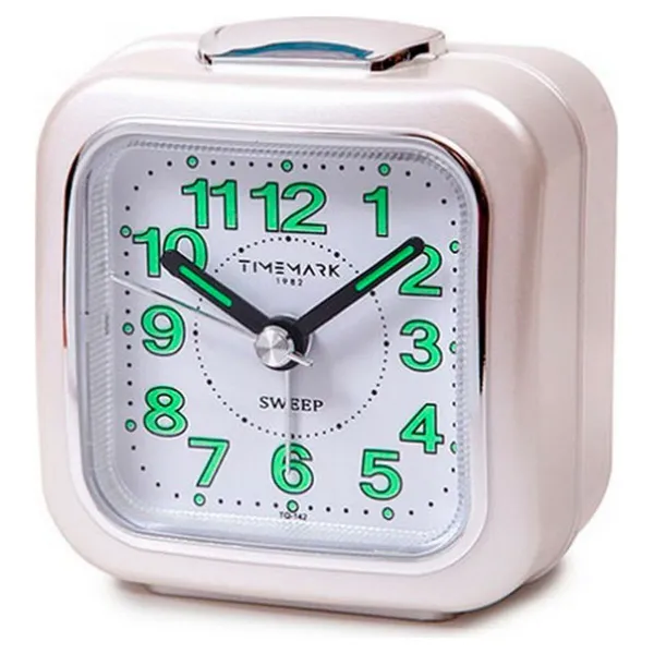 Analoginen herätyskello Timemark Valkoinen Hiljainen Äänellä Yötila (7.5 x 8 x 4.5 cm)