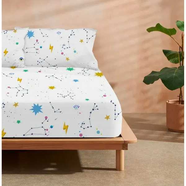 Fitted bottom sheet Decolores Cosmos Multicolour Single