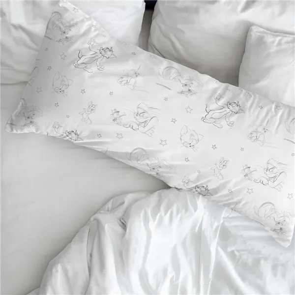 Pillowcase Tom & Jerry White Multicolour 175 Threads 80x80cm