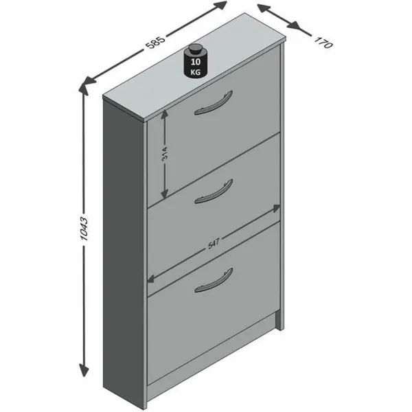 Apavu plaukts FMD Balts 58,5 x 104,5 x 17 cm