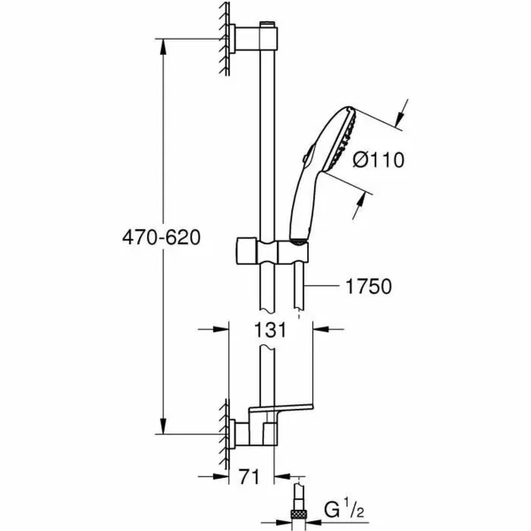 Dušikolonn Grohe Vitalio Start 110 Chrome Metall
