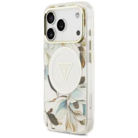 Guess IML Glitter Flowers Triangle MagSafe - Case iPhone 17 Pro Max (white)