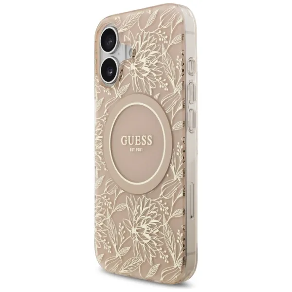 Guess IML Flowers Electro Pearl Strap MagSafe - Case iPhone 17 (pink)