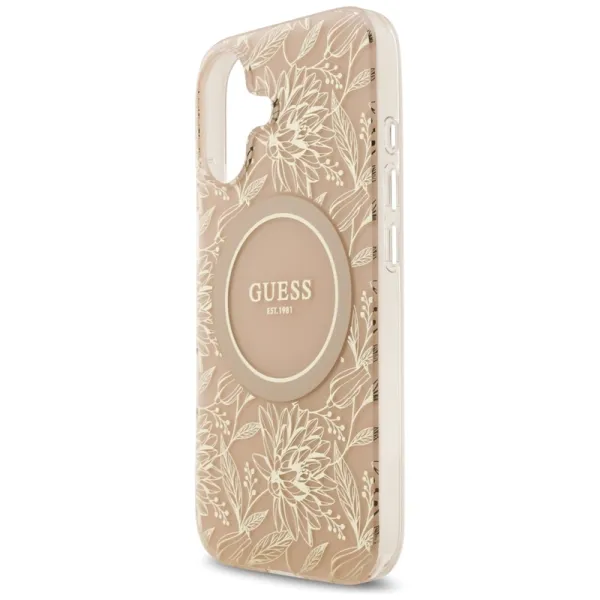 Guess IML Flowers Electro Pearl Strap MagSafe - Case iPhone 17 (pink)