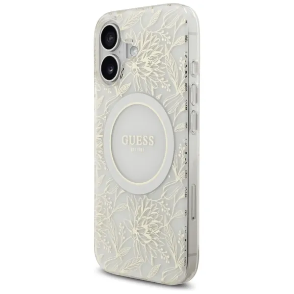Guess IML Flowers Electro Pearl Strap MagSafe - Case iPhone 17 (white)